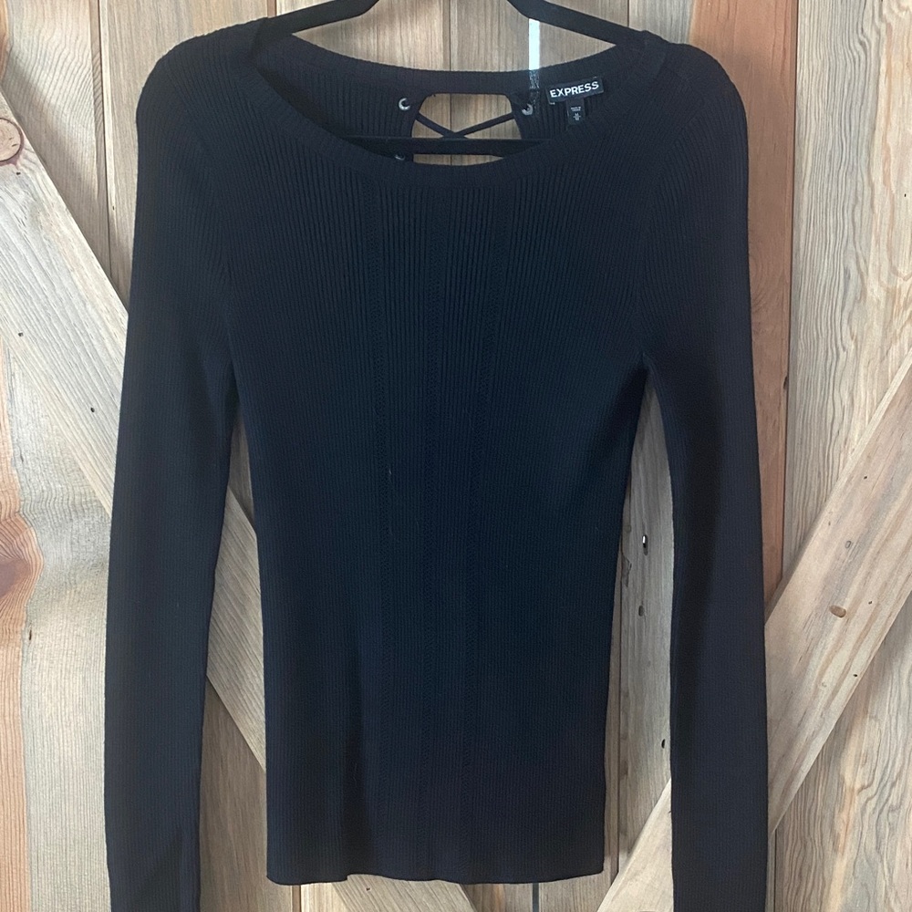 Express Women's Elegant Black Long Sleeve Top
